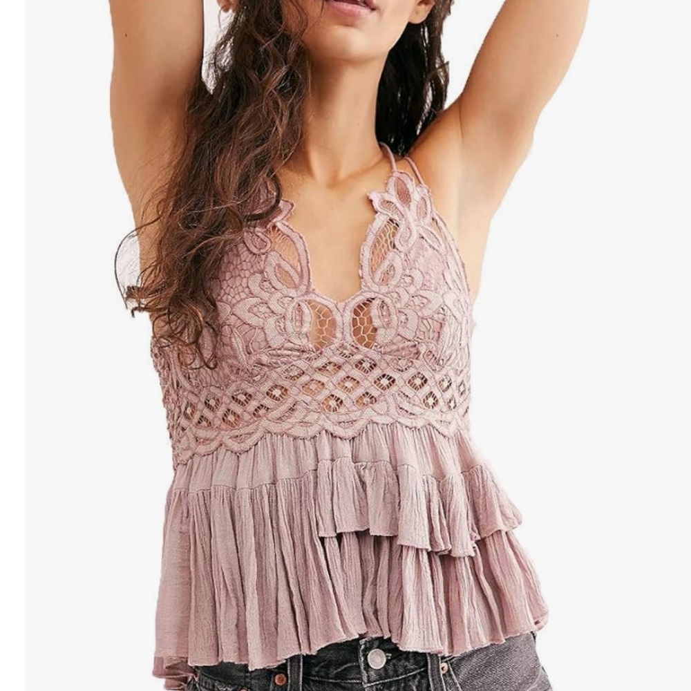Free People Pink Adella Blouse